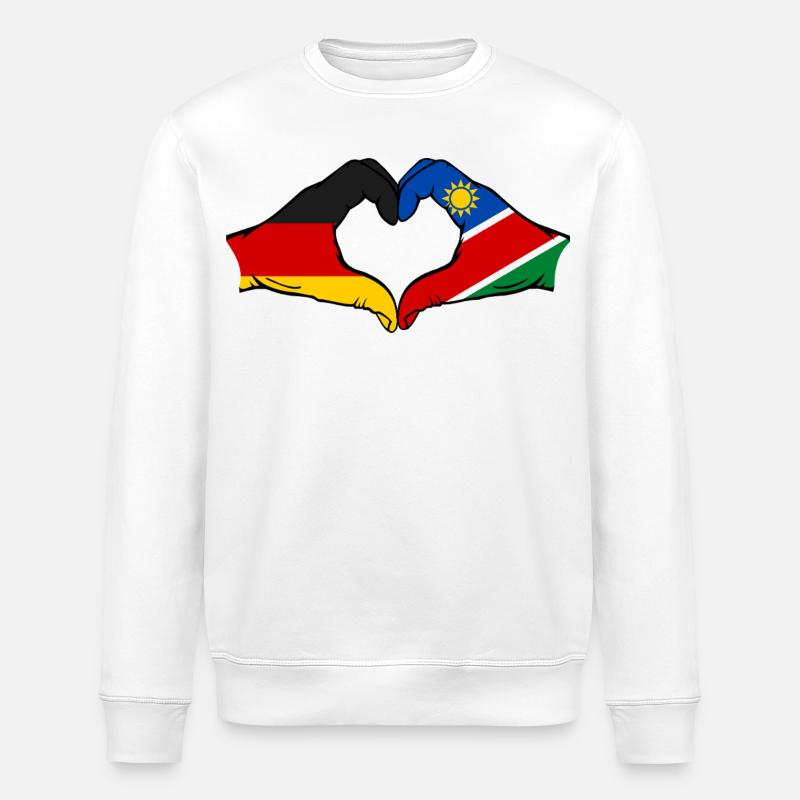 Germany Namibia Flag Hands Heart Shape - Stanley/Stella ROLLER Unisex Organic Sweatshirt - white