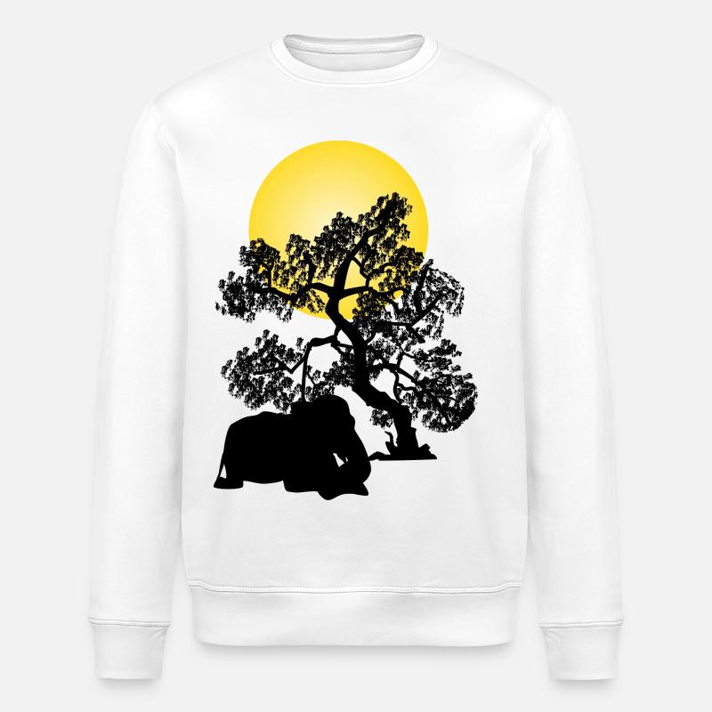 Lune jaune sur silhouette d’arbre - Sweat bio ROLLER Stanley/Stella Unisexe - blanc