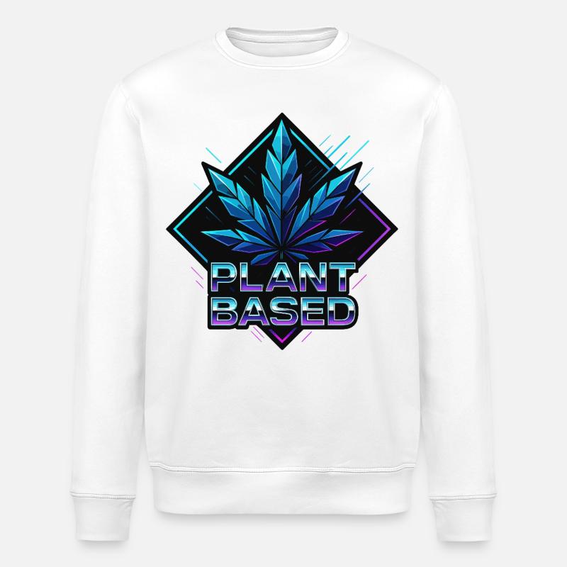 Plant Based Neon – futuristisches Hanfblatt - Stanley/Stella Unisex Bio-Sweatshirt ROLLER - Weiß