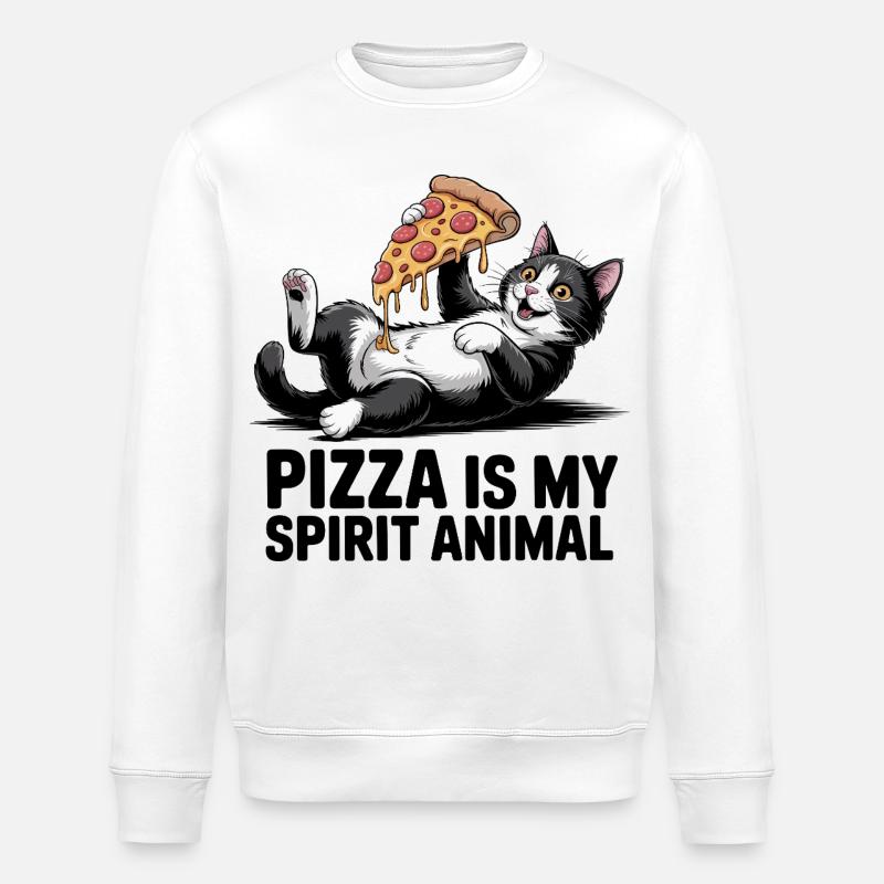 Chat à pizza - Sweat bio ROLLER Stanley/Stella Unisexe - blanc