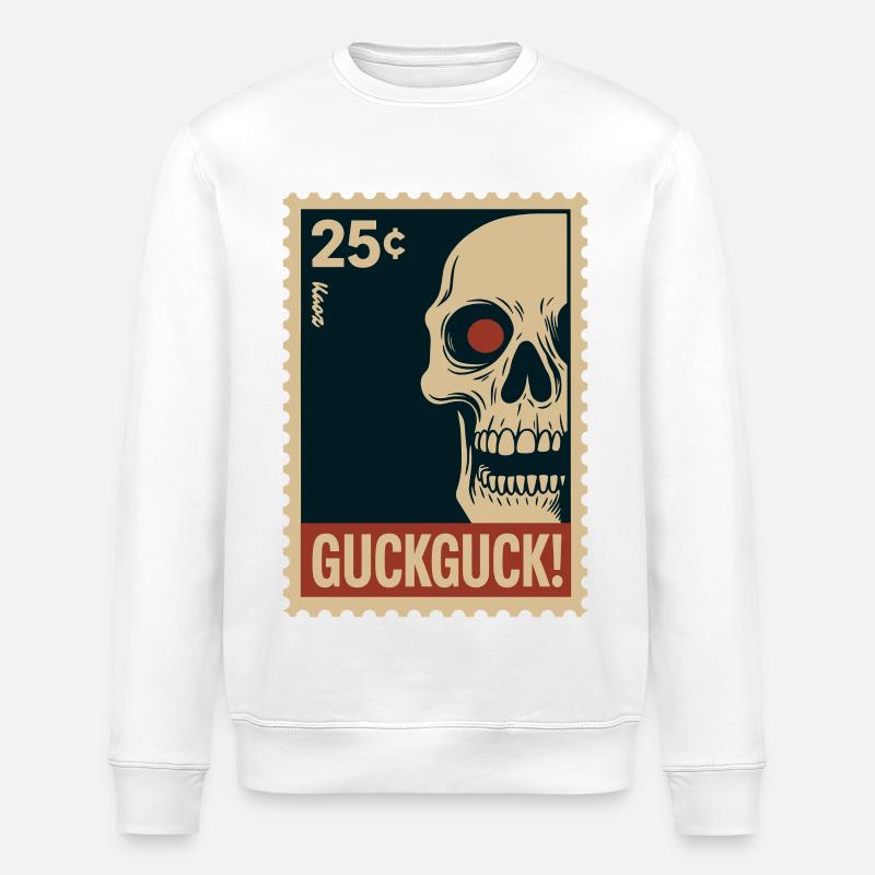 Skull Stamp Look Look Hello - Stanley/Stella ROLLER Unisex Organic Sweatshirt - white