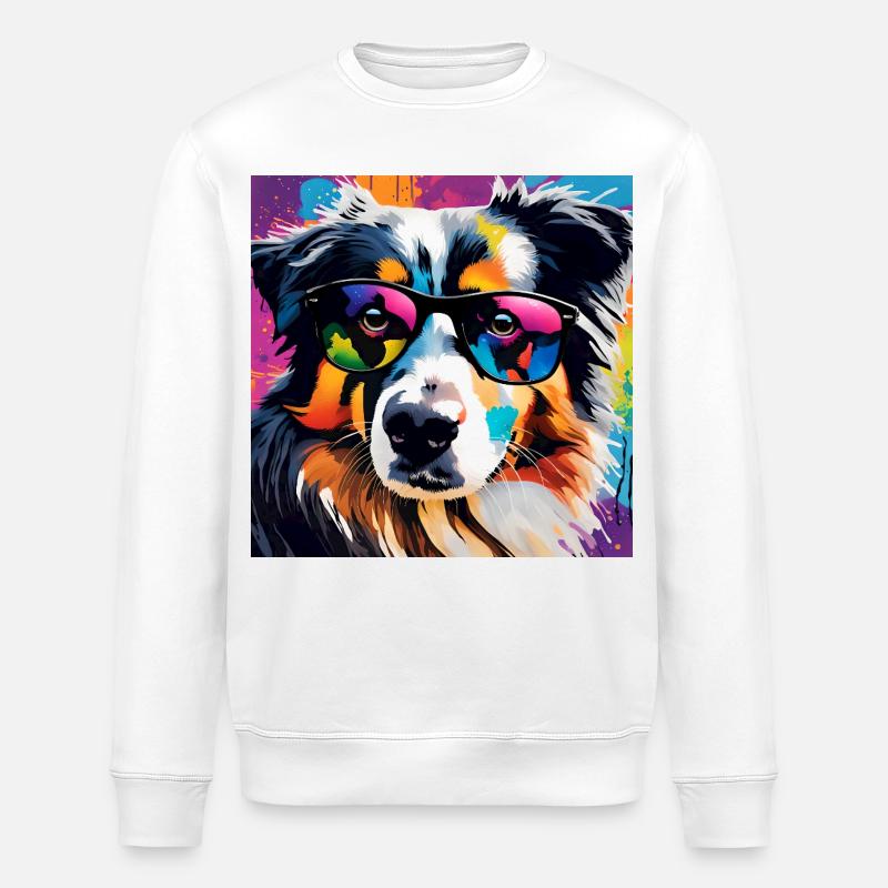 Australian Shepherd bunt Aussi - Stanley/Stella Unisex Bio-Sweatshirt ROLLER - Weiß