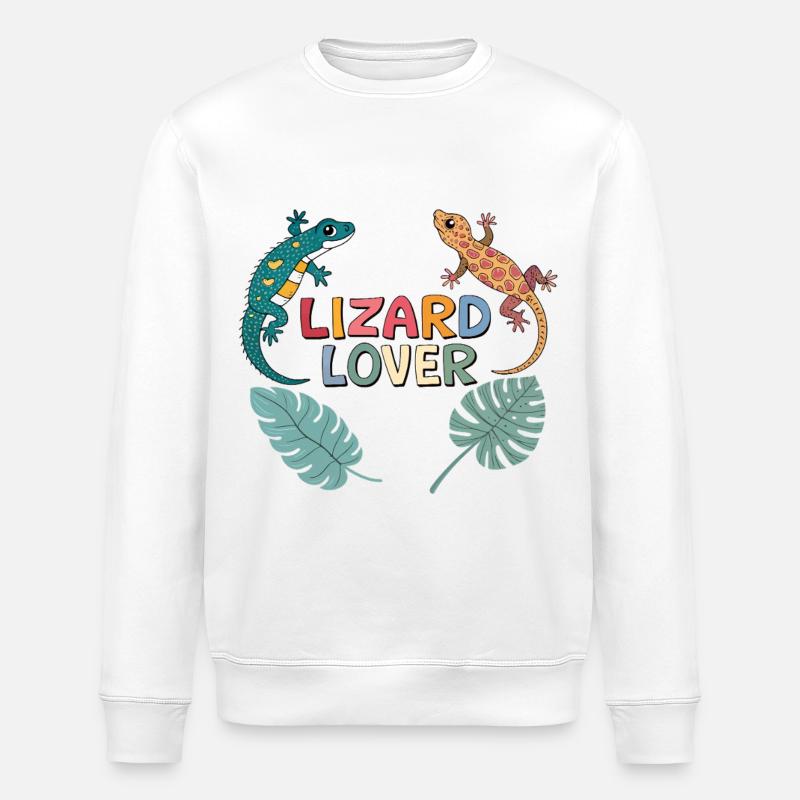 Buntes Eidechsen-Liebhaber-Reptilien-Design - Stanley/Stella Unisex Bio-Sweatshirt ROLLER - Weiß