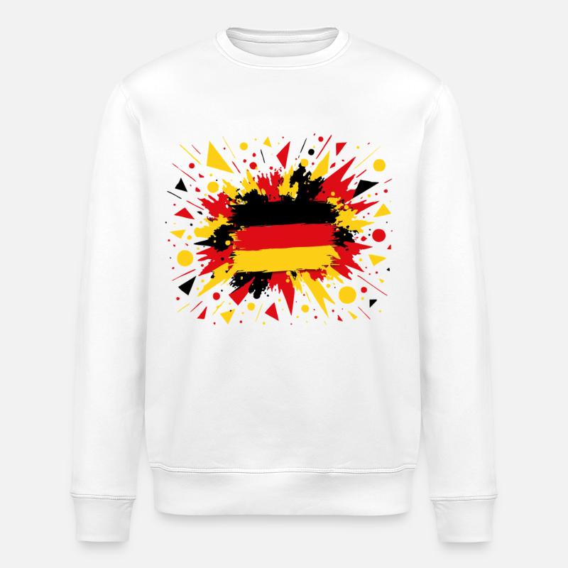 Deutsche Flagge im Pinselstil - Stanley/Stella Unisex Bio-Sweatshirt ROLLER - Weiß