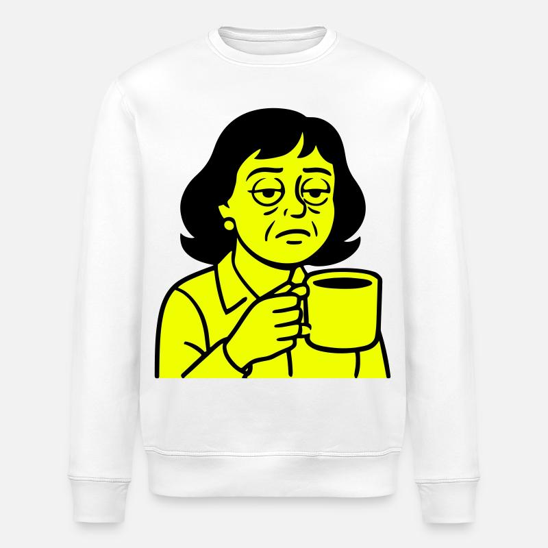 Grumpy coffee lady - Stanley/Stella ROLLER Unisex Organic Sweatshirt - white