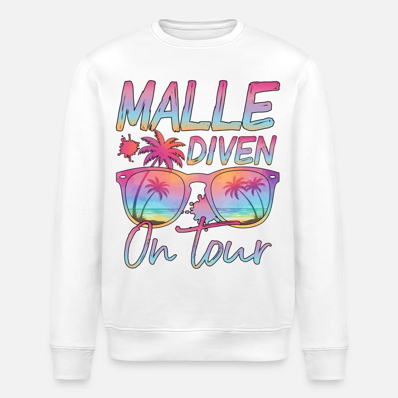 Malle Diven On Tour - Stanley/Stella Unisex Bio-Sweatshirt ROLLER - Weiß