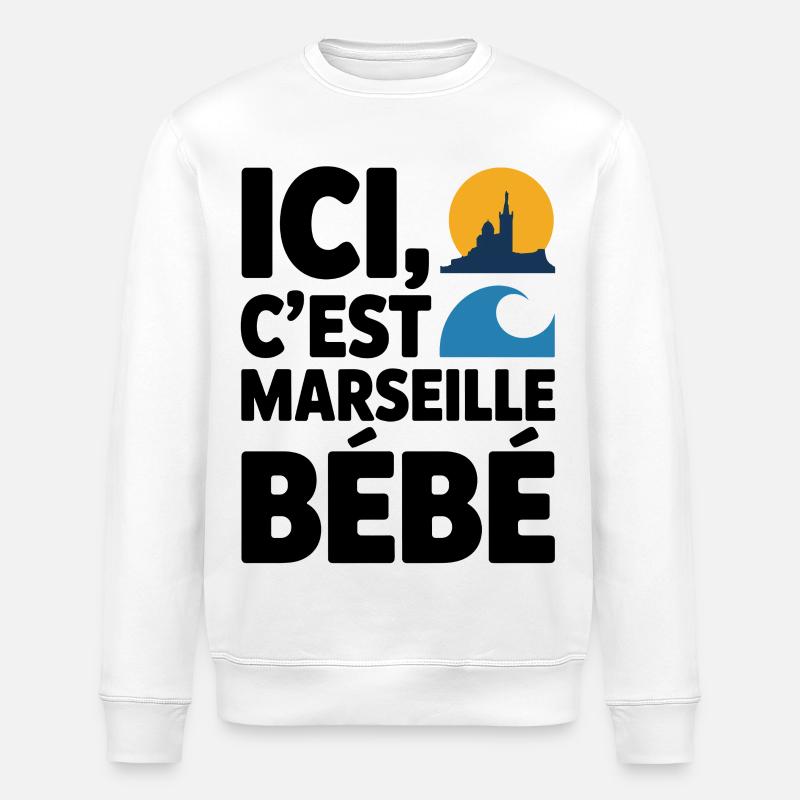 Ici C’est Marseille Bébé Humour Marseillais - Sweat bio ROLLER Stanley/Stella Unisexe - blanc