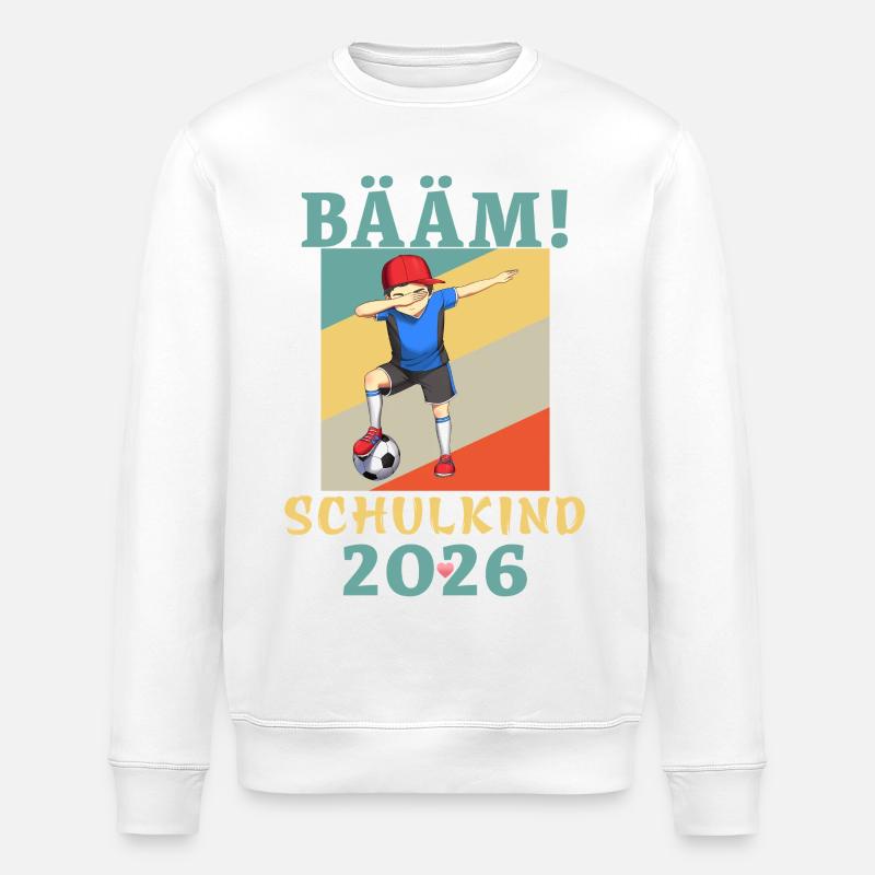 BÄÄM Schulkind 2026 Einschulung Fußball - Stanley/Stella Unisex Bio-Sweatshirt ROLLER - Weiß