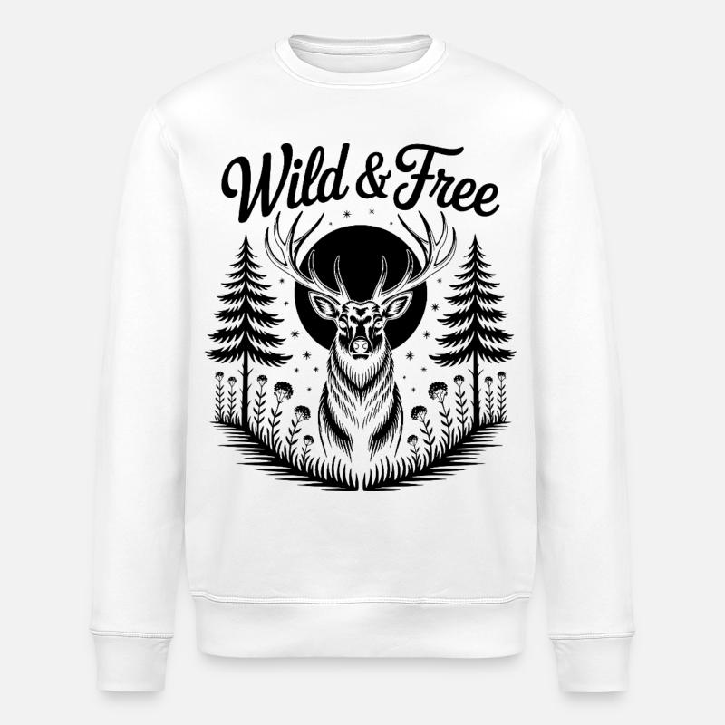 Mondschein-Hirsch - Stanley/Stella Unisex Bio-Sweatshirt ROLLER - Weiß