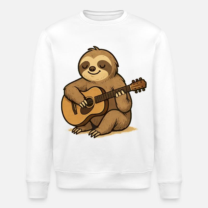 Das entspannte Faultier mit Gitarre - Stanley/Stella Unisex Bio-Sweatshirt ROLLER - Weiß