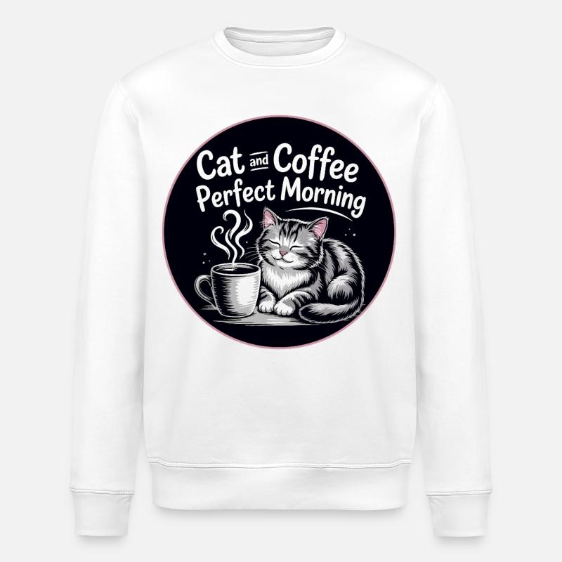 Katzenmilchkaffee Morgenstimmung - Stanley/Stella Unisex Bio-Sweatshirt ROLLER - Weiß
