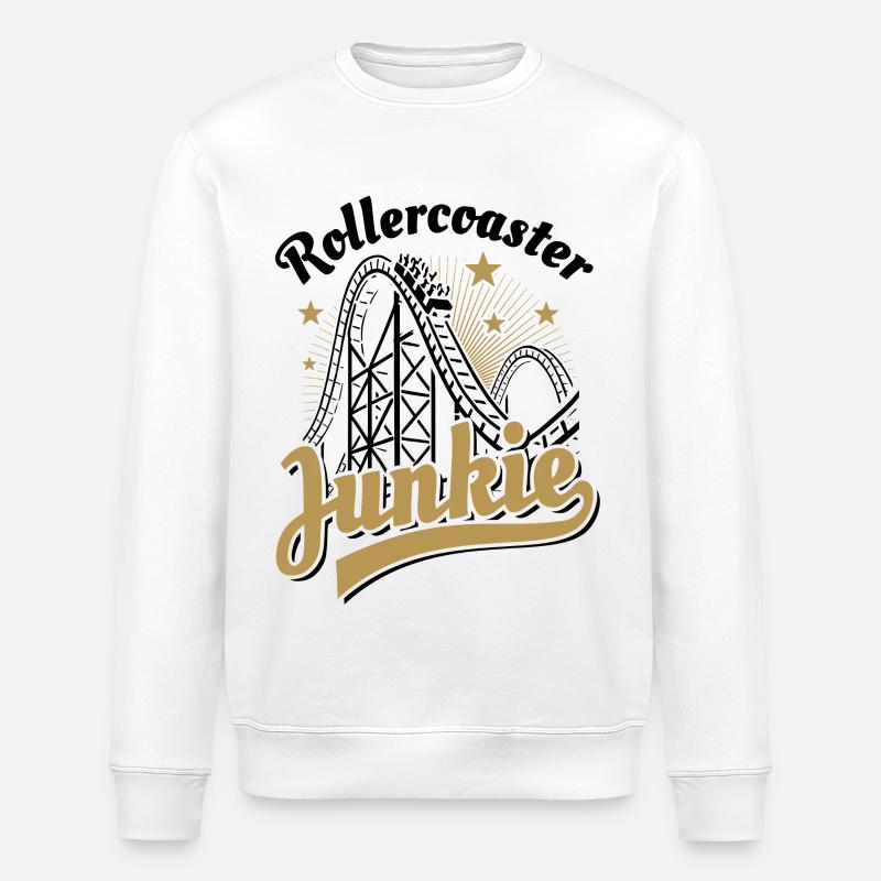 Rollercoaster Junkie - Roller Coaster - Boucle - Sweat bio ROLLER Stanley/Stella Unisexe - blanc