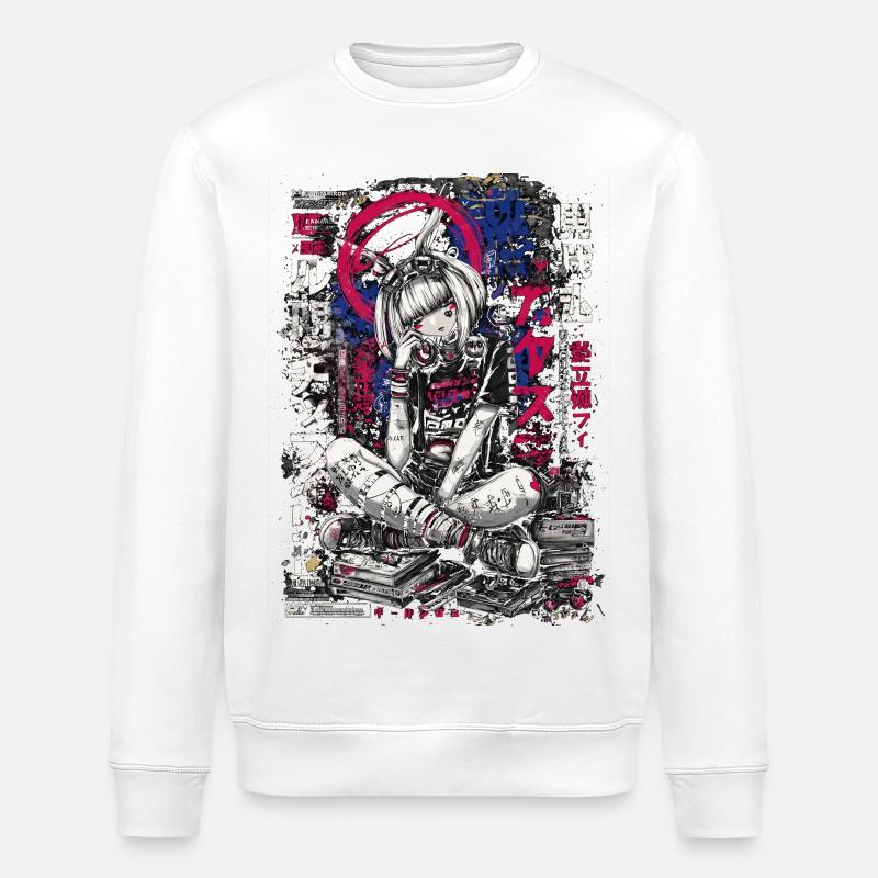Cyberpunk Mädchen mit Graffiti-Design - Stanley/Stella Unisex Bio-Sweatshirt ROLLER - Weiß