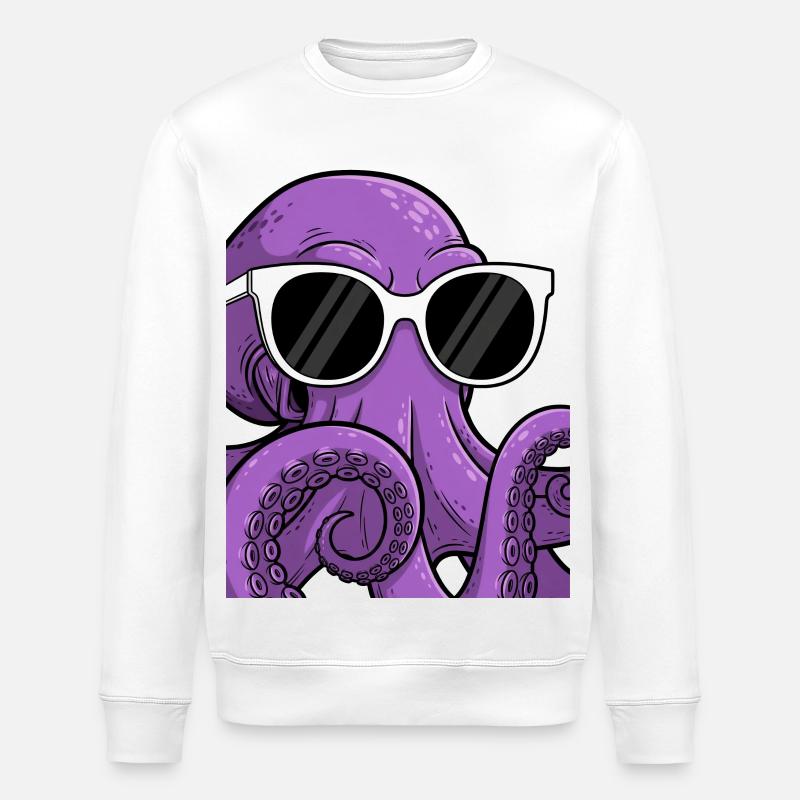 Lässiger Octopus mit Sonnenbrille - Stanley/Stella Unisex Bio-Sweatshirt ROLLER - Weiß