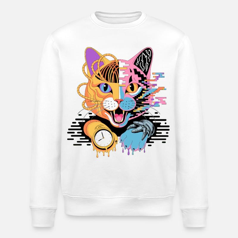 Digitale Katzenfusion Illustration - Stanley/Stella Unisex Bio-Sweatshirt ROLLER - Weiß