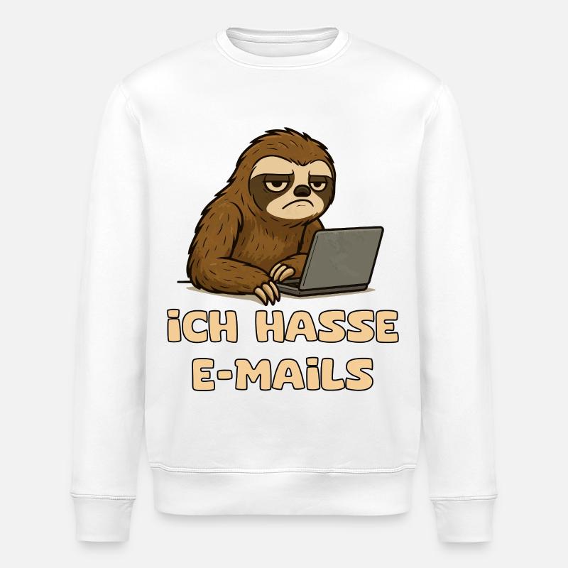Lässiger Faultier-Design mit E-Mail-Sarkasmus - Stanley/Stella Unisex Bio-Sweatshirt ROLLER - Weiß