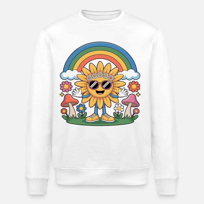 Hippie - Sonnenblume Regenbogen - Stanley/Stella Unisex Bio-Sweatshirt ROLLER - Weiß