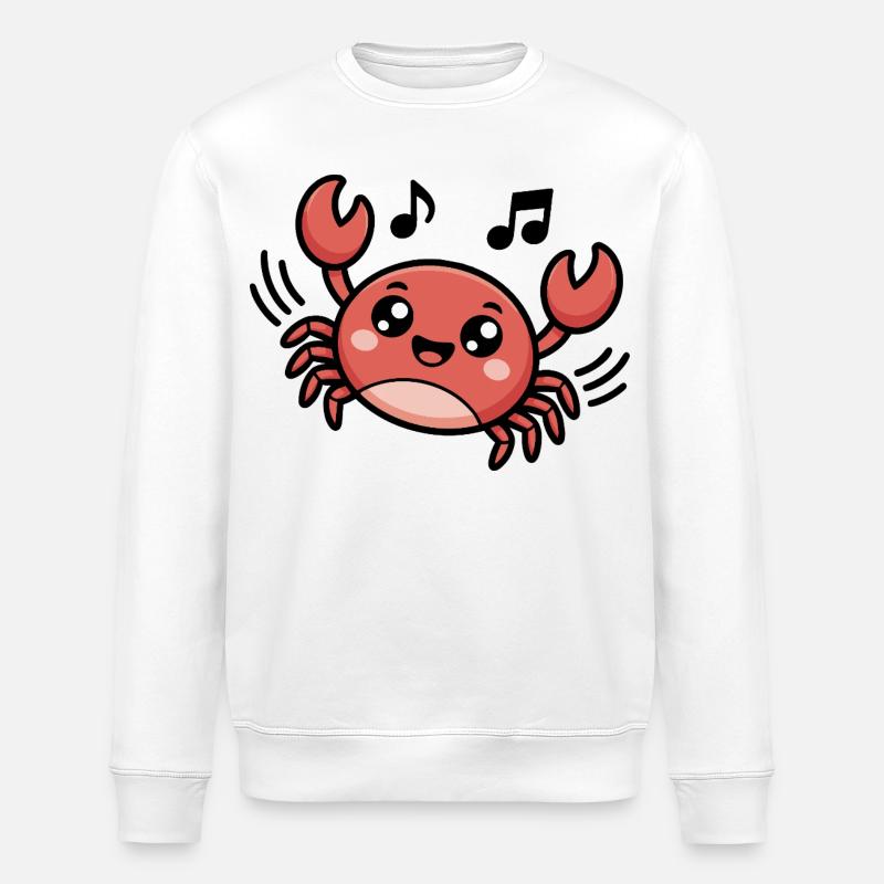 Fröhlicher Singender Krabbe Cartoon Design - Stanley/Stella Unisex Bio-Sweatshirt ROLLER - Weiß