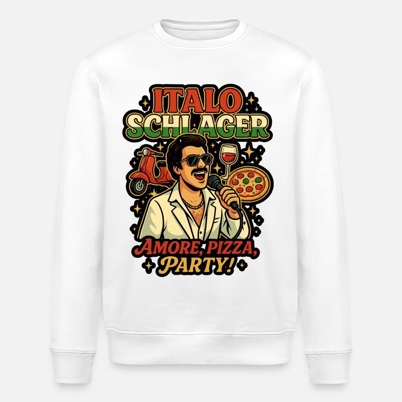 Italo Schlager Pizza Party Design - Stanley/Stella Unisex Bio-Sweatshirt ROLLER - Weiß