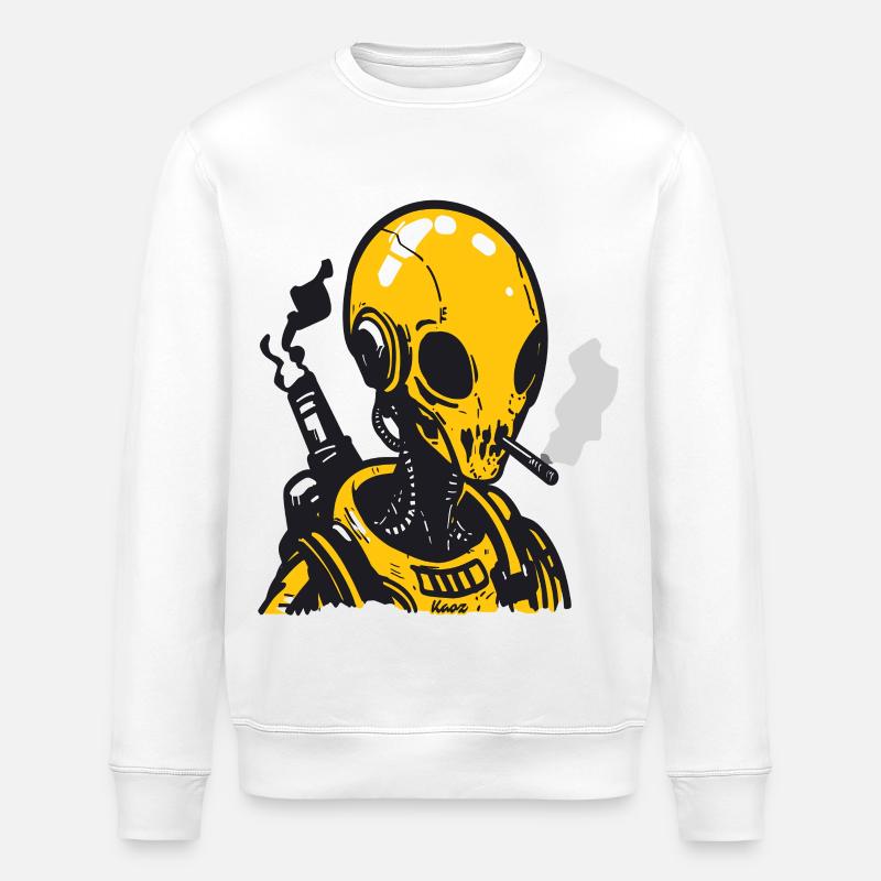 Futuristisches Schädel Astronaut Design - Stanley/Stella Unisex Bio-Sweatshirt ROLLER - Weiß