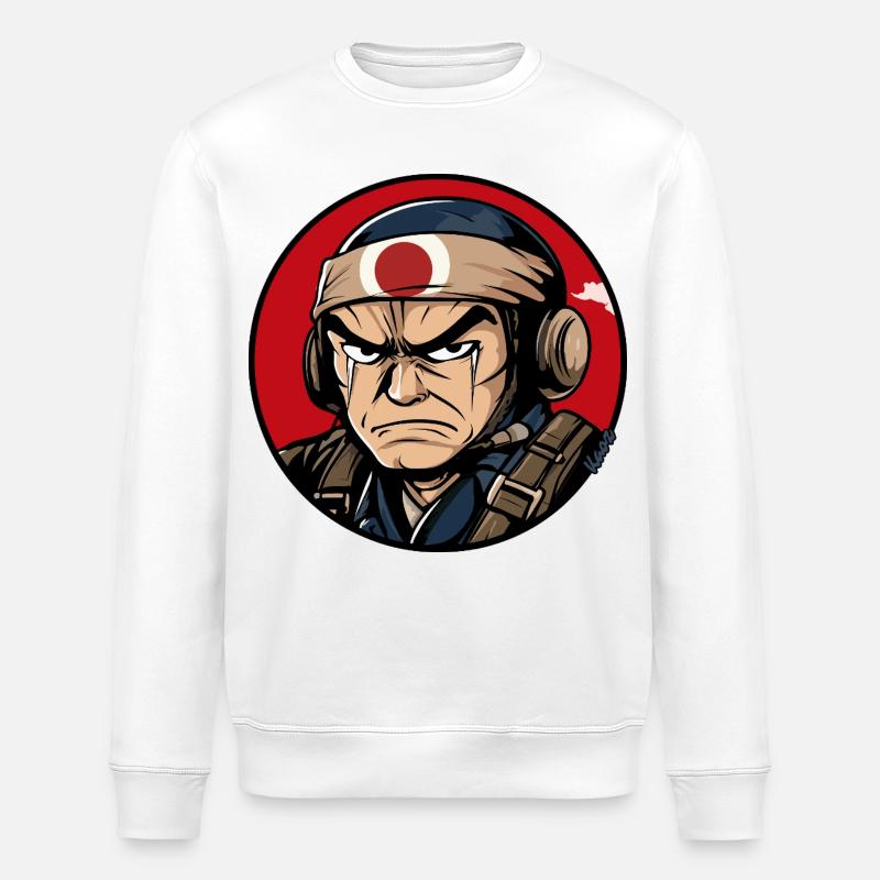 Krieger Samurai Cartoon Design - Stanley/Stella Unisex Bio-Sweatshirt ROLLER - Weiß