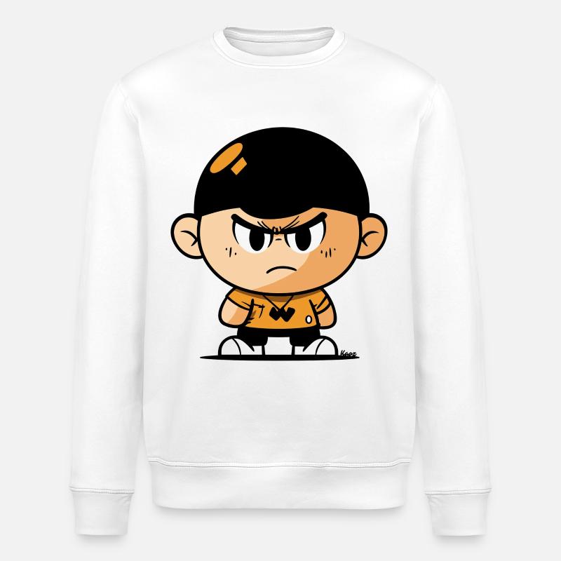Heftige Karikatur Junge Illustration - Stanley/Stella Unisex Bio-Sweatshirt ROLLER - Weiß