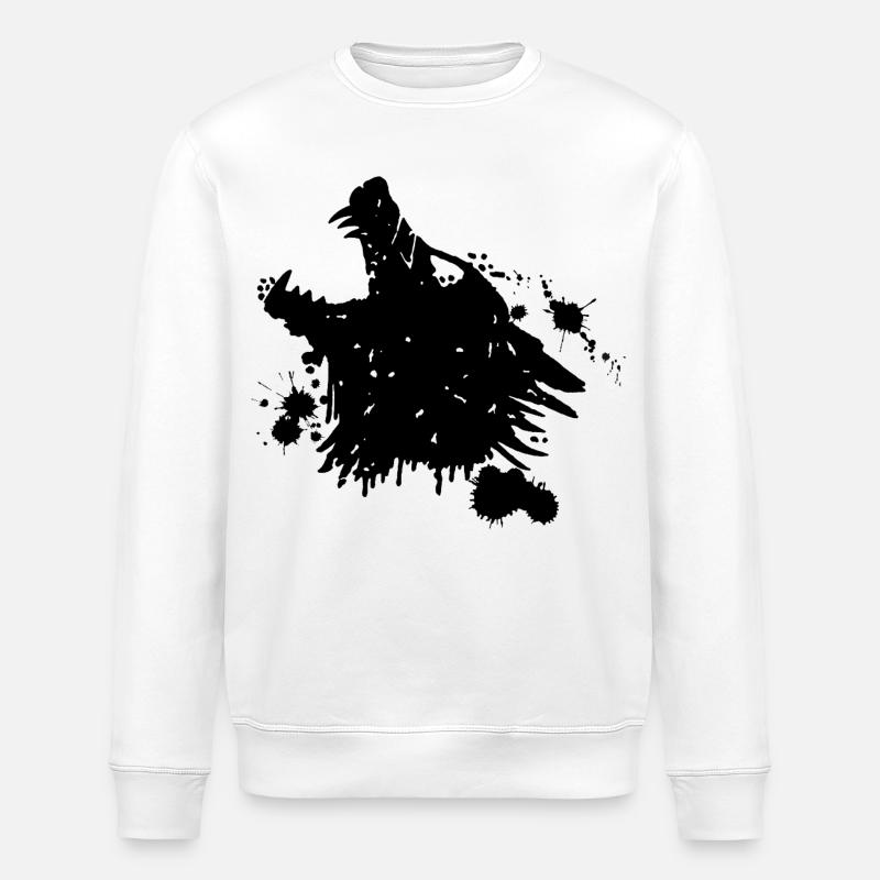 Heulender schwarzer Wolf - Stanley/Stella Unisex Bio-Sweatshirt ROLLER - Weiß