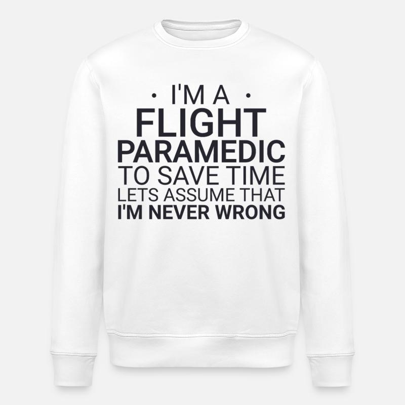 Flight Paramedic Never Wrong Air Rescue - Stanley/Stella ROLLER Unisex Organic Sweatshirt - white