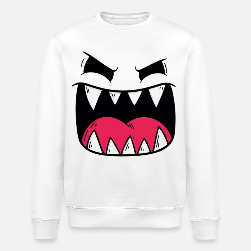 Dämonisches Monster Gesicht Motiv - Stanley/Stella Unisex Bio-Sweatshirt ROLLER - Weiß