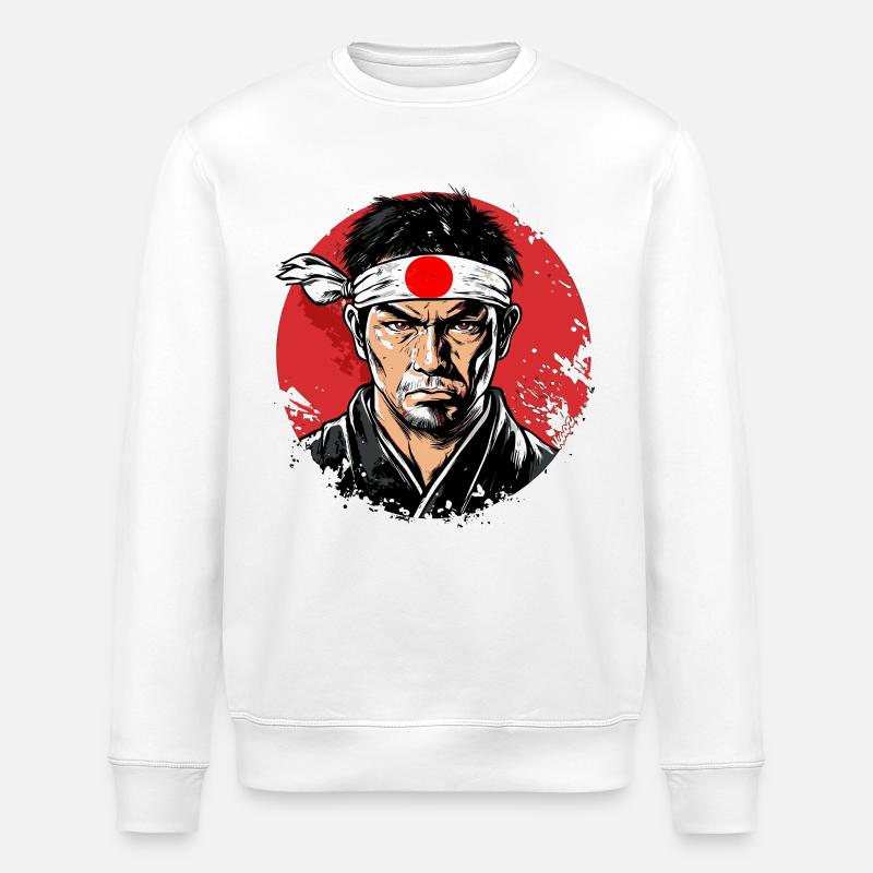 Japanese Samurai Warrior  - Stanley/Stella ROLLER Unisex Organic Sweatshirt - white