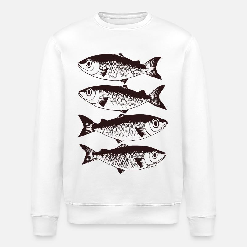 Stylised Fish Pattern  - Stanley/Stella ROLLER Unisex Organic Sweatshirt - white