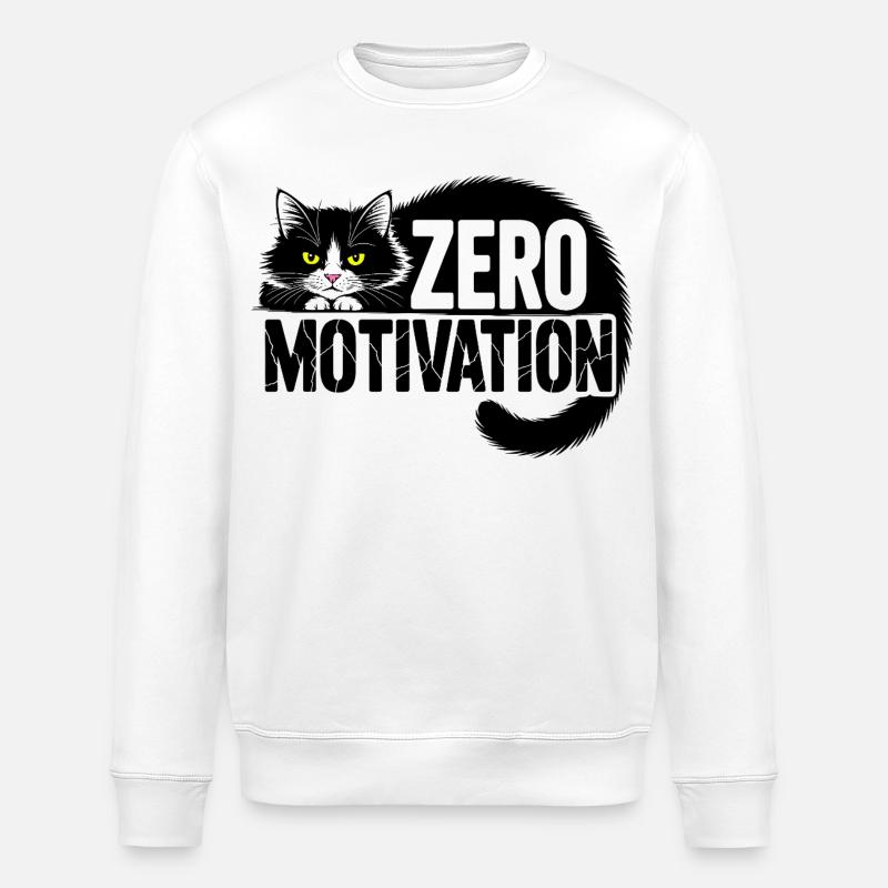 Zero Motivation Cat - Stanley/Stella ROLLER Unisex Organic Sweatshirt - white