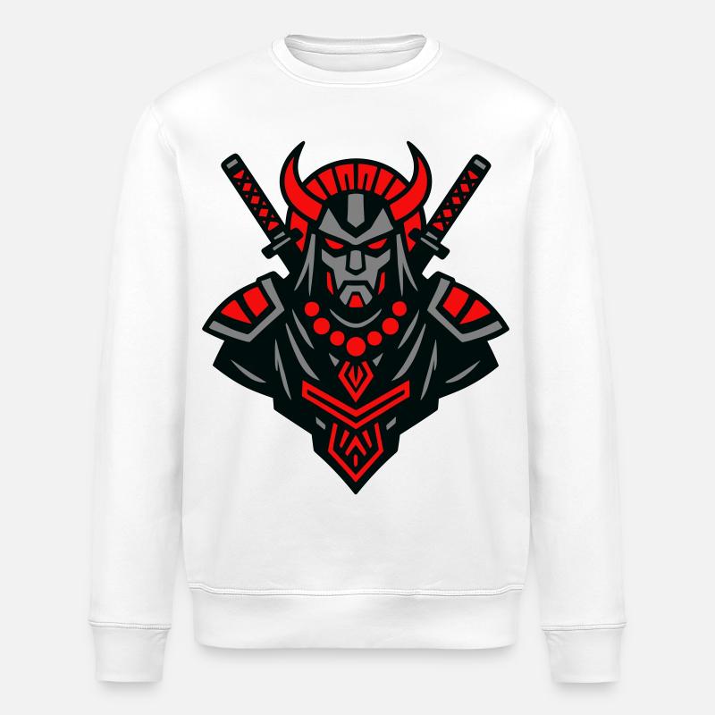 Samurai Devil Warrior - Stanley/Stella ROLLER Unisex Organic Sweatshirt - white
