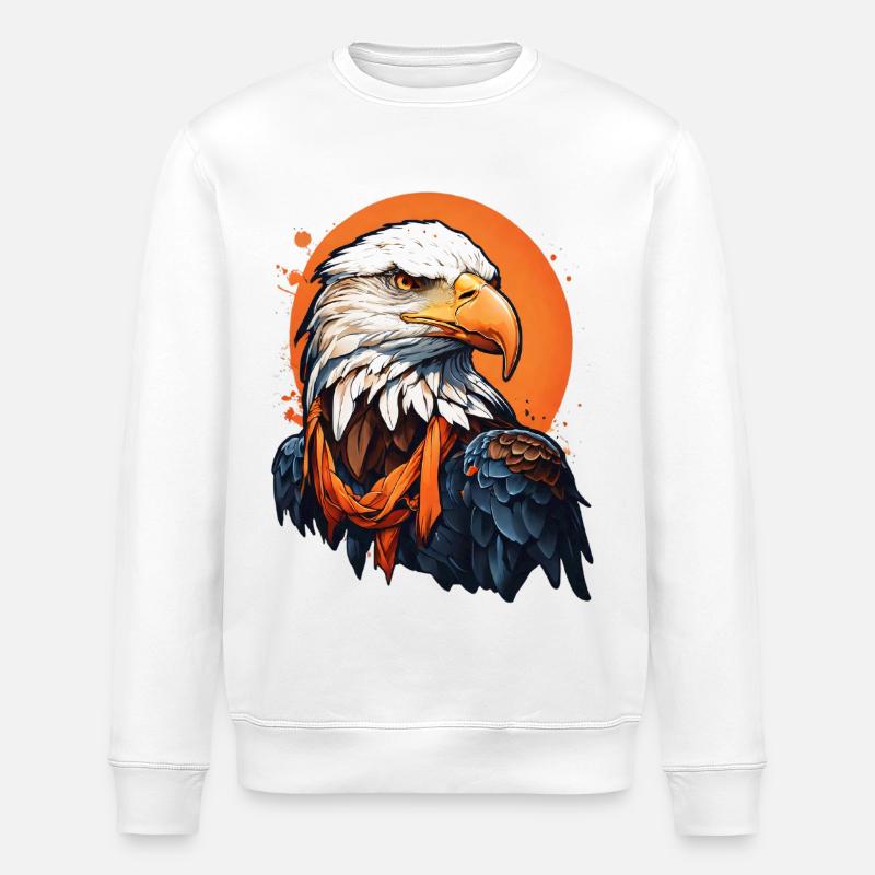 Bald eagle with orange accents - Stanley/Stella ROLLER Unisex Organic Sweatshirt - white
