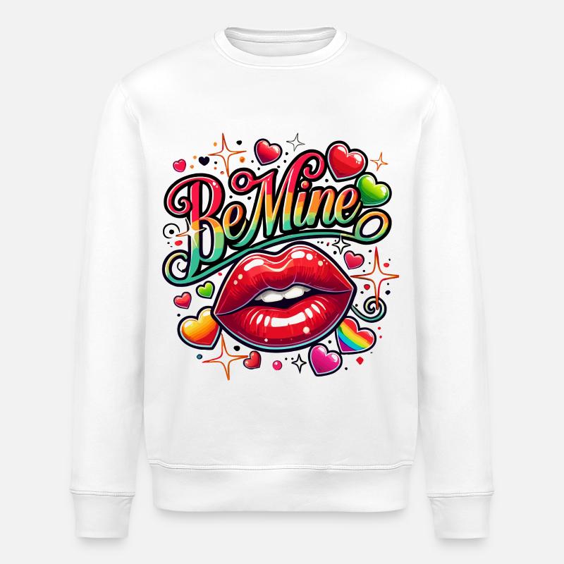Be Mine - Lippen & Liebe - Stanley/Stella Unisex Bio-Sweatshirt ROLLER - Weiß