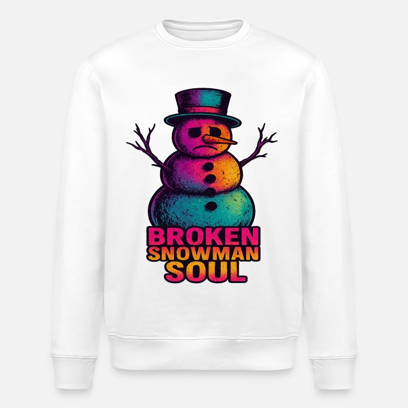 Emo Snowman - Stanley/Stella ROLLER Unisex Organic Sweatshirt - white