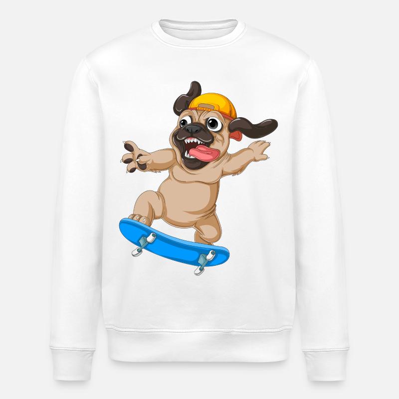 Mops Skateboarden - Stanley/Stella Unisex Bio-Sweatshirt ROLLER - Weiß