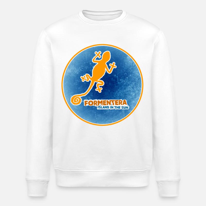 Formentera mit Gecko - Stanley/Stella Unisex Bio-Sweatshirt ROLLER - Weiß