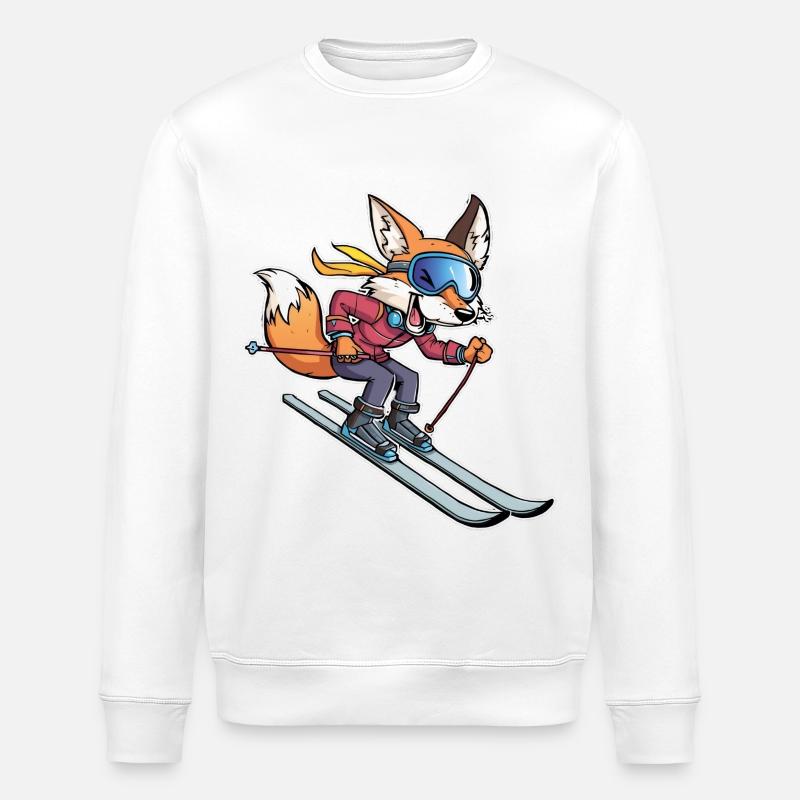 Adventure fox while skiing - Stanley/Stella ROLLER Unisex Organic Sweatshirt - white