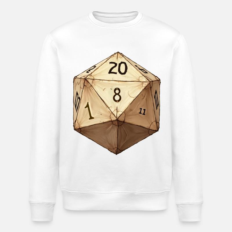 D20 Cube – Renaissance Sketch Style Design - Stanley/Stella ROLLER Unisex Organic Sweatshirt - white