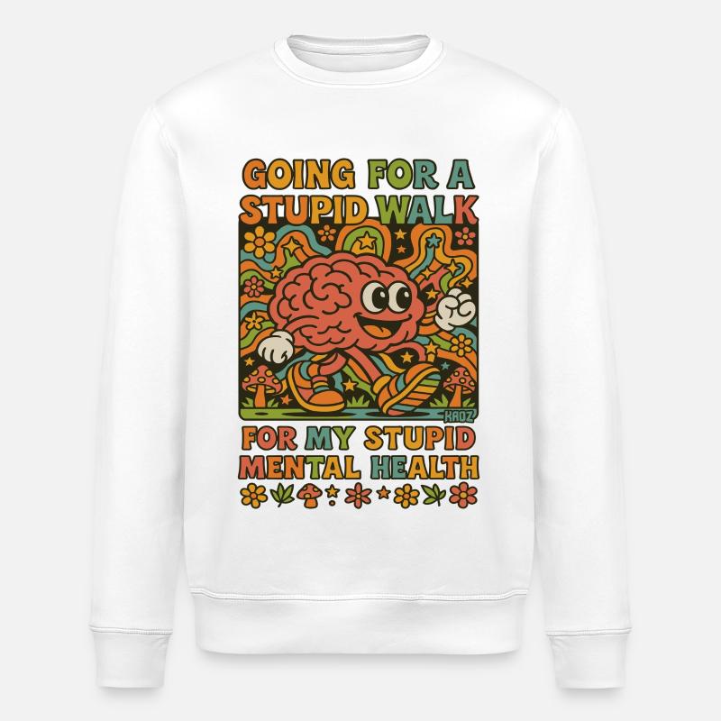 Stupide Walking Brain Rétro Psychédélique - Sweat bio ROLLER Stanley/Stella Unisexe - blanc