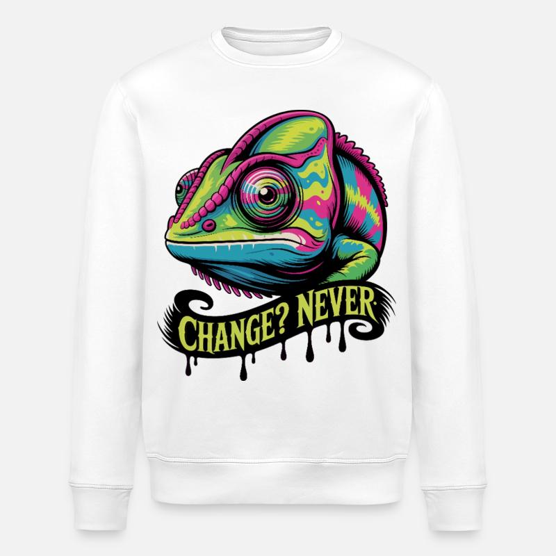Neon Chameleon Change Never - Stanley/Stella ROLLER Unisex Organic Sweatshirt - white