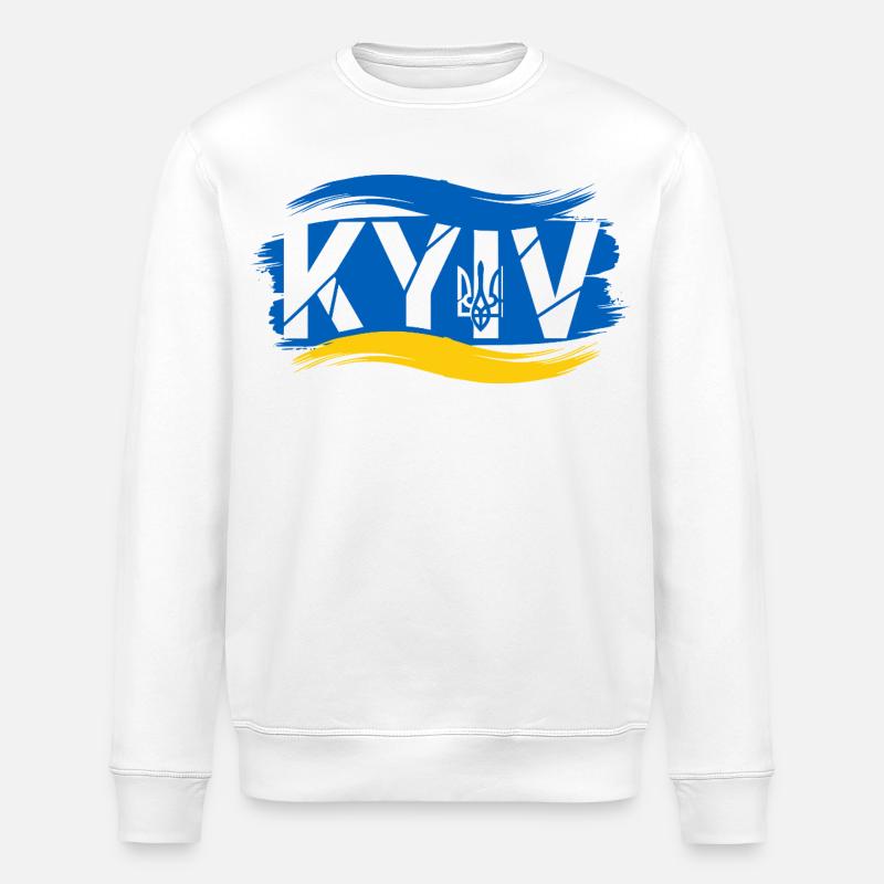 Trident ukrainien et drapeau abstrait - Sweat bio ROLLER Stanley/Stella Unisexe - blanc