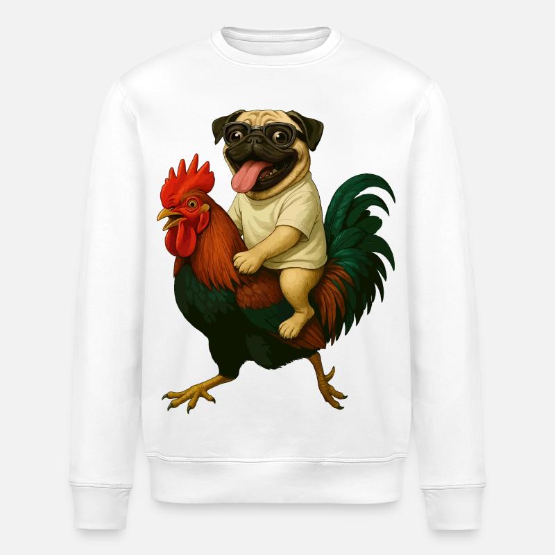 Mops beim Hahnritt - Stanley/Stella Unisex Bio-Sweatshirt ROLLER - Weiß