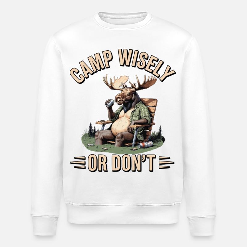 Camp Wisely Moose - Stanley/Stella Unisex Bio-Sweatshirt ROLLER - Weiß