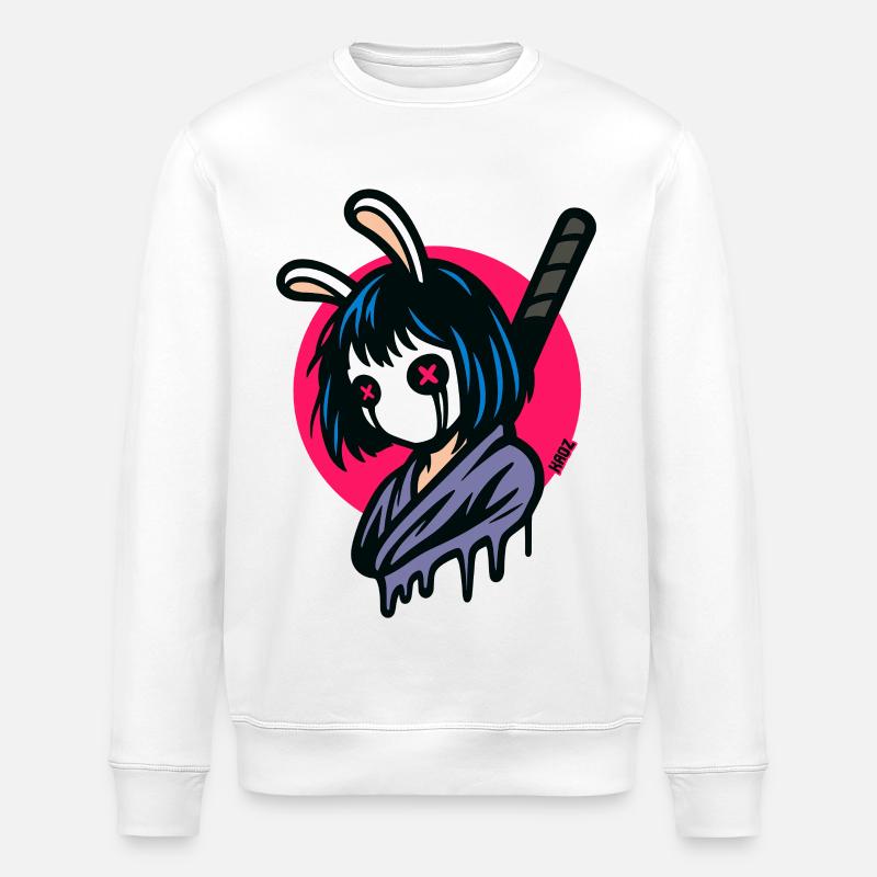 Bunny Masks Samurai Warrior - Stanley/Stella ROLLER Unisex Organic Sweatshirt - white