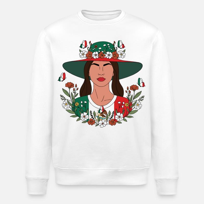 Wildblumen Mexikanisches Mädchen Blumen - Stanley/Stella Unisex Bio-Sweatshirt ROLLER - Weiß
