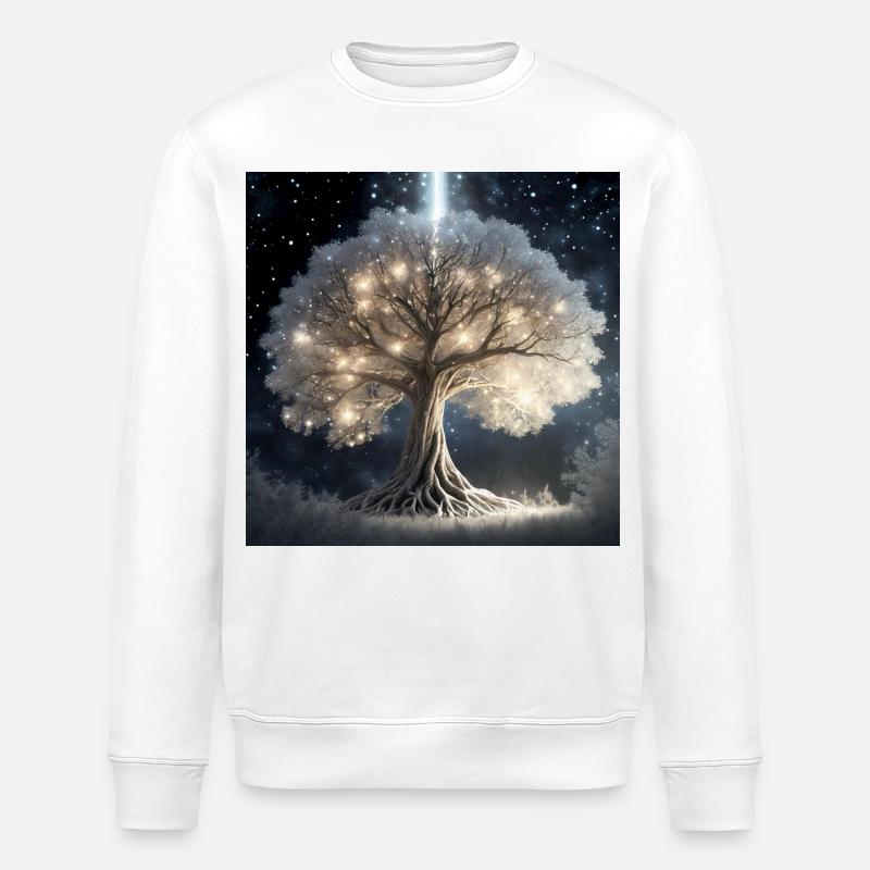 Leuchtender Baum der Träume - Stanley/Stella Unisex Bio-Sweatshirt ROLLER - Weiß