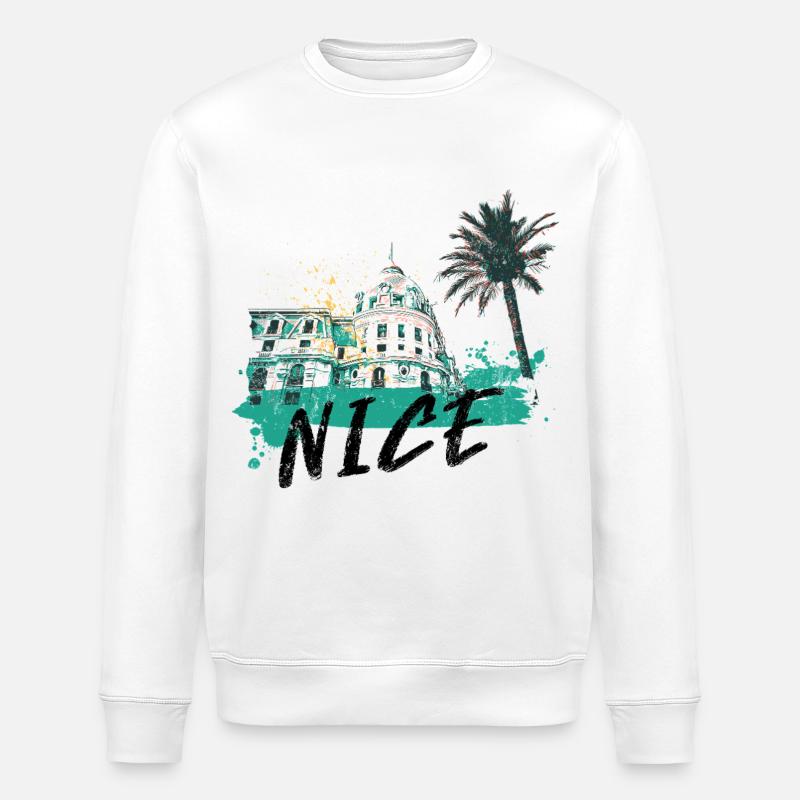 Nice Promenade des Anglais et architecture - Sweat bio ROLLER Stanley/Stella Unisexe - blanc