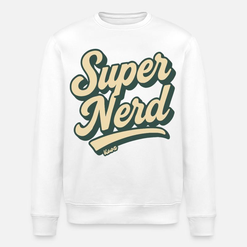 Super Nerd Retro Script - Sweat bio ROLLER Stanley/Stella Unisexe - blanc